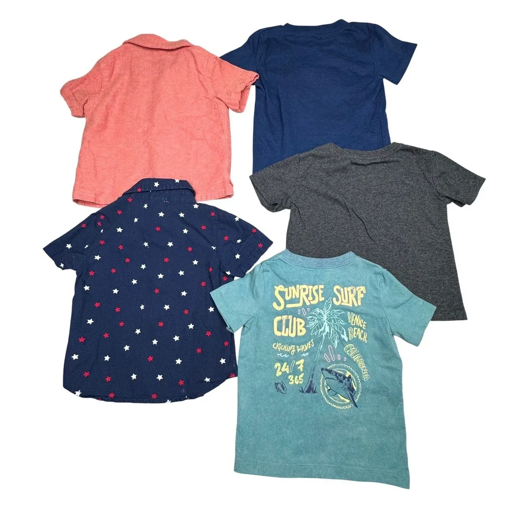 Toddler Boy 5pc Shirt‎ Bundle Old Navy Champion OshKosh 18-24M 2T Red Navy Teal